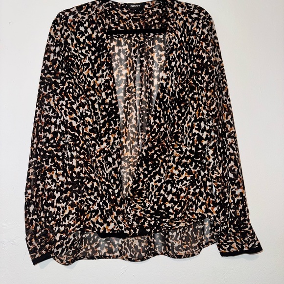 Women's Animal Print Blouse - Black and Tan - Picture 1 of 3